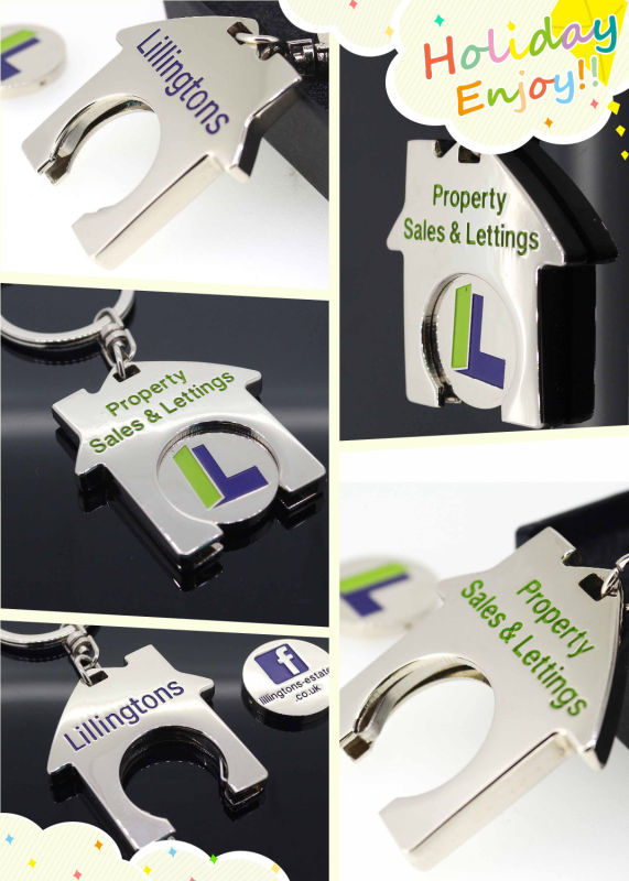 Promotional Gift High Quality Metal Keychain for Shopping Trolley Coin