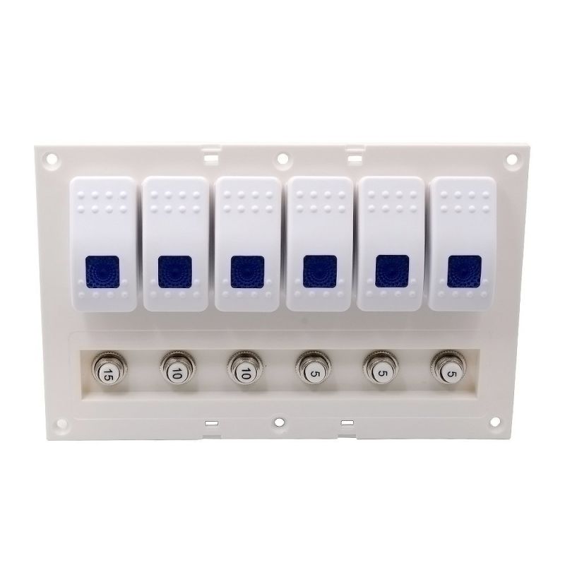 6 Gang Rocker Circuit Breaker Switch Panel with LED Indicator