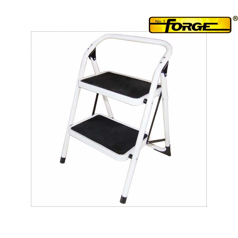 2 Steps Steel Ladder with Wide Metal Steps Non-Slip