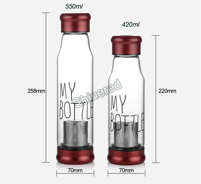 High Borosilicate Glass portable Glass Tea Bottle
