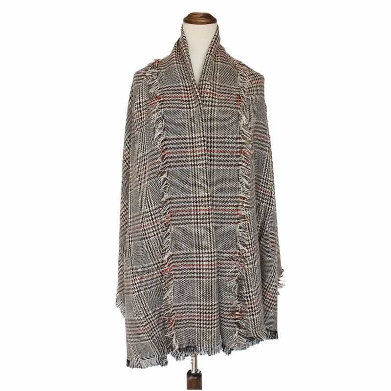 Womens Soft Cashmere Feel Alike Checked Stole Shawl Wraps Scarf (SP278)