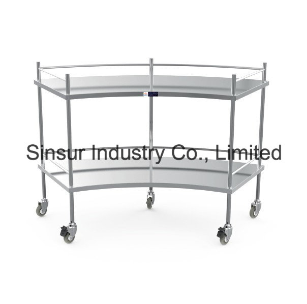 Hospital Stainless Steel Fan Shaped Operation Apparatus Table/Instrument Trolley