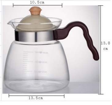 Heat Resistant Glass Tea Pot Cold Water Kettle (1000ml)
