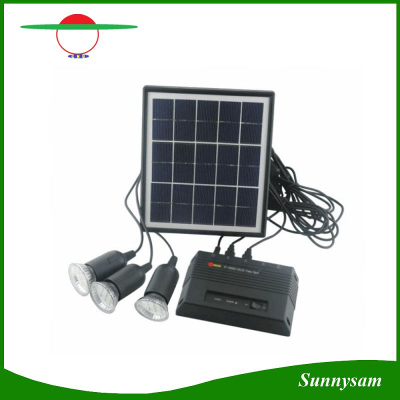 4W Solar Panel Lighting Home System Kit USB Charger with 3 PCS Light Bulb for Countryard Camping Fishing Emergency Security Lamp