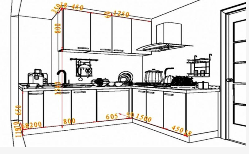 L Shape Classical Design Solid Wood Kitchen Cabinet