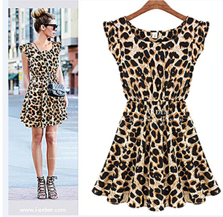 2015 New Fashion Sweet Girl's Leopard Dresses