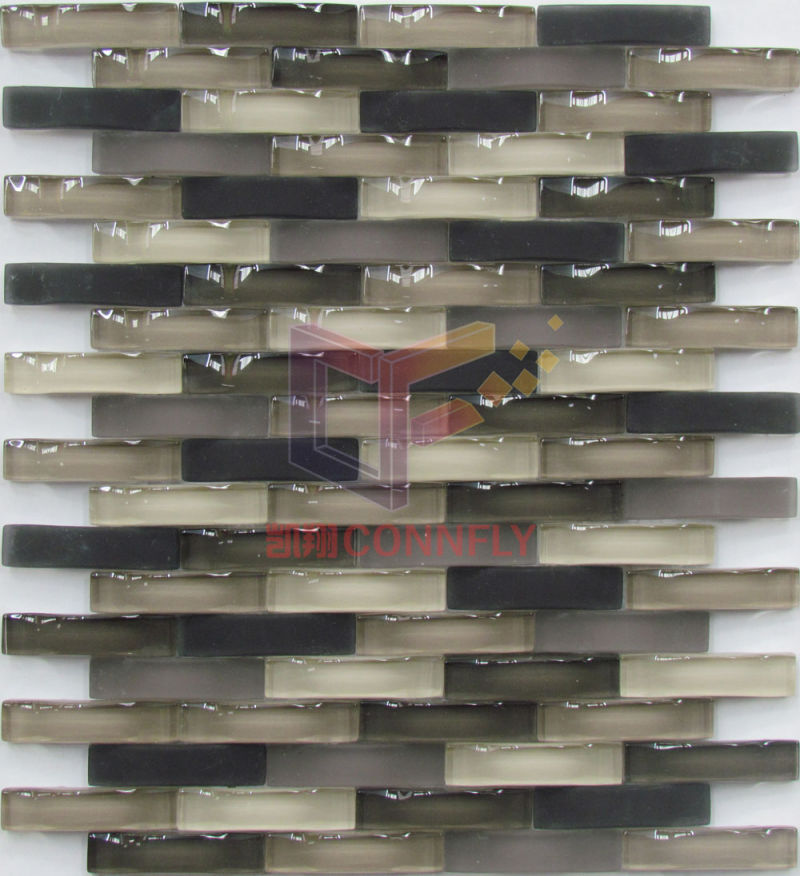 Dark Brown Curve Crystal Mosaic Tile (CFG14)