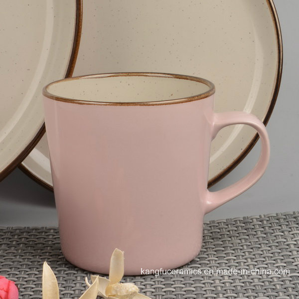 Pink Color Glazed Ceramic Dinnerware (Set)