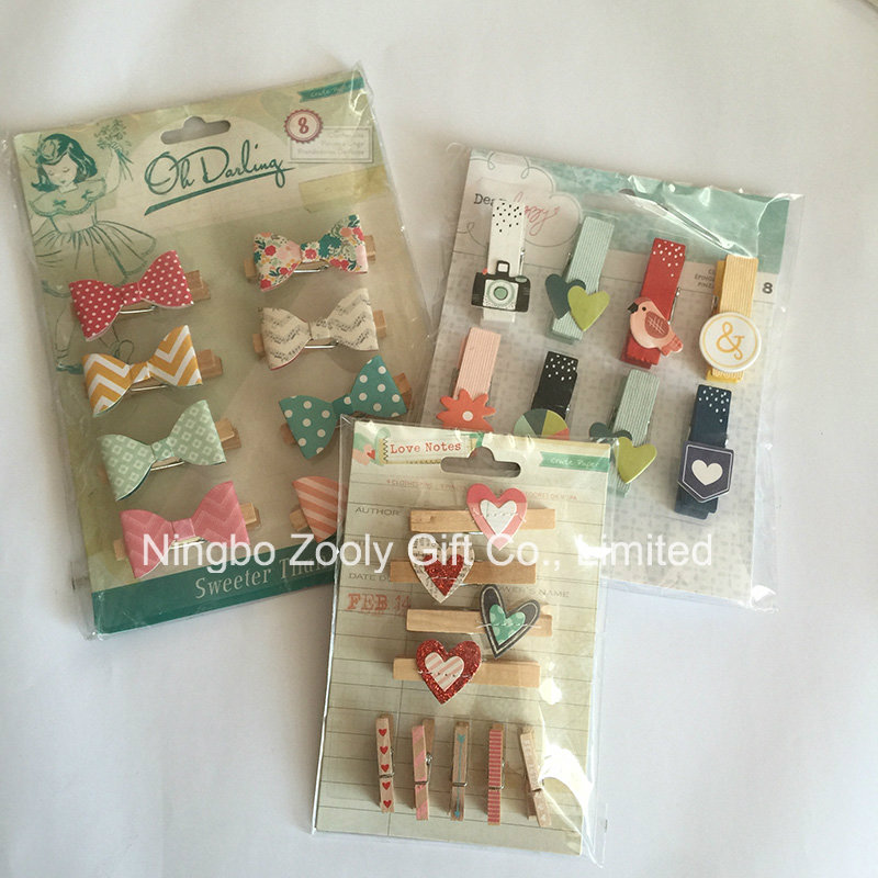 Wooden Embellishments School Screenprinted Clothespins