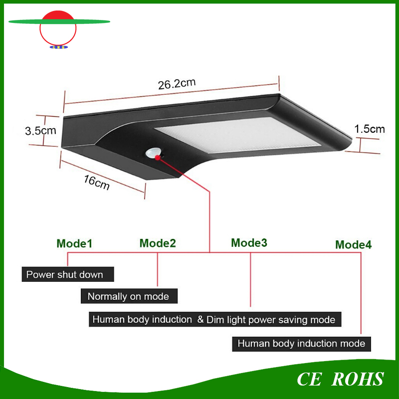 High Brightness 850lm Long Last 4400mAh Battery Solar Infrared LED Wall Light Slim Outdoor 48LED Motion Sensor Garden Lamp