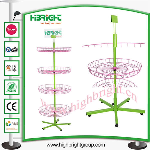 4 Tier Ajustable Floor Standing Wire Basket Spinner