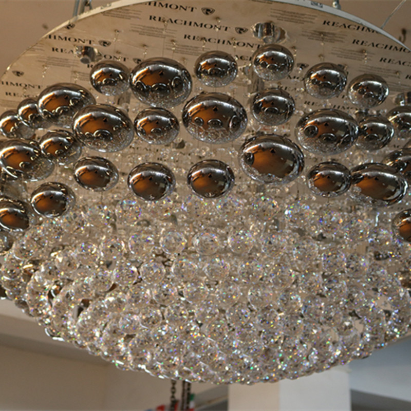 European Hotel Lobby Decorative Clear Crystal Round Chandelier