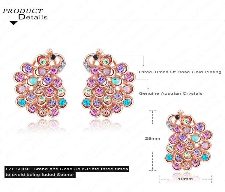 CZ Crystal Animal Peacock Stud Earring Models for Women (ER0015-A)