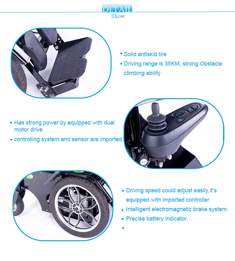 Heavy Duty Steel Electric Power Wheelchair Standing up