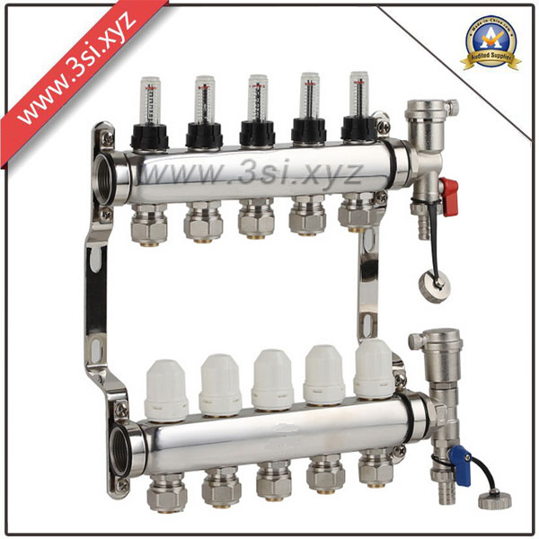 5 Ways Floor Heating Water Separator with Gauge (YZF-L081)