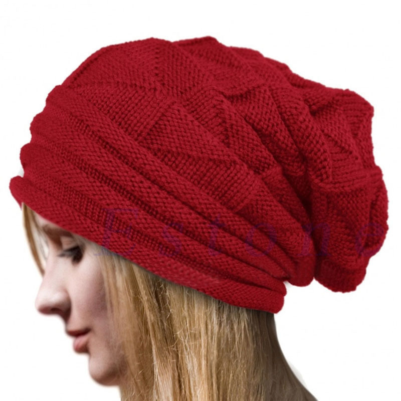 Womens Autumn Winter Warm Knitted Slouchy Cross Caps Beanie Braided Twisted Cable Hat (HW107)