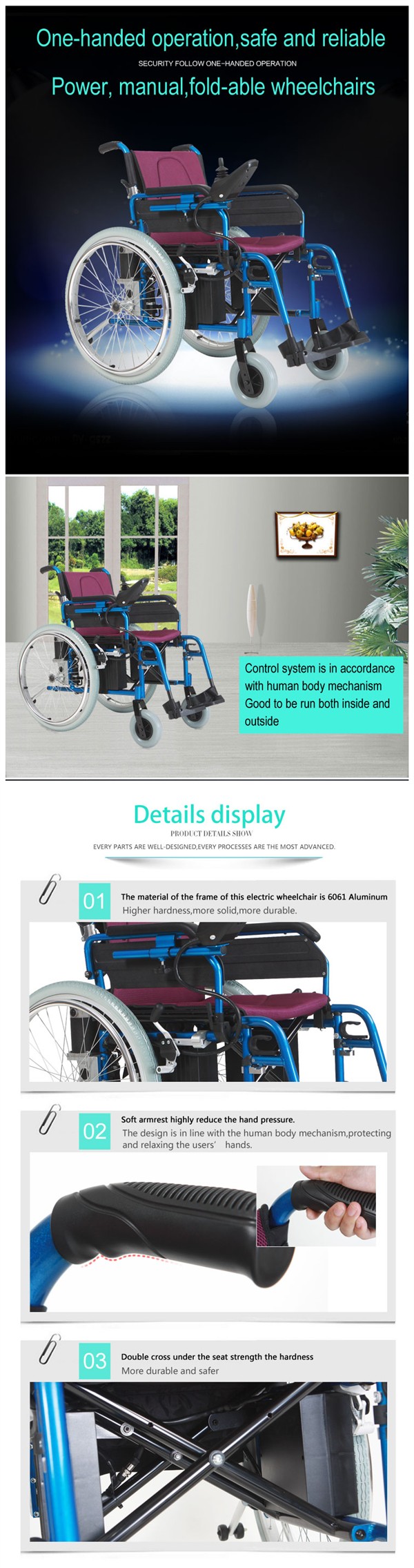 Topmedi Lithium Battery Folding Electric Power Wheelchair