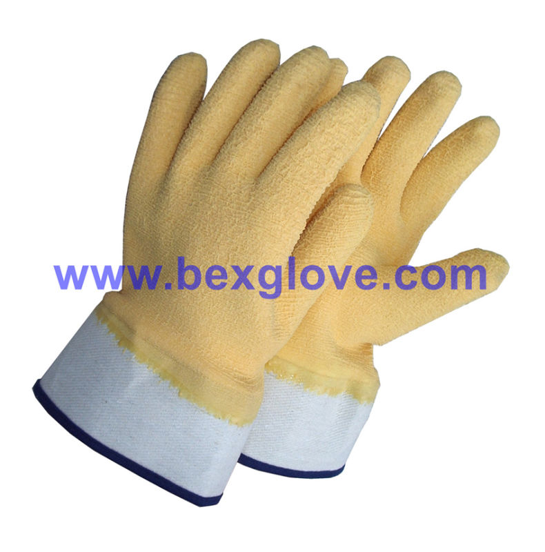 Yellow Latex Working Glove, Safety Cuff