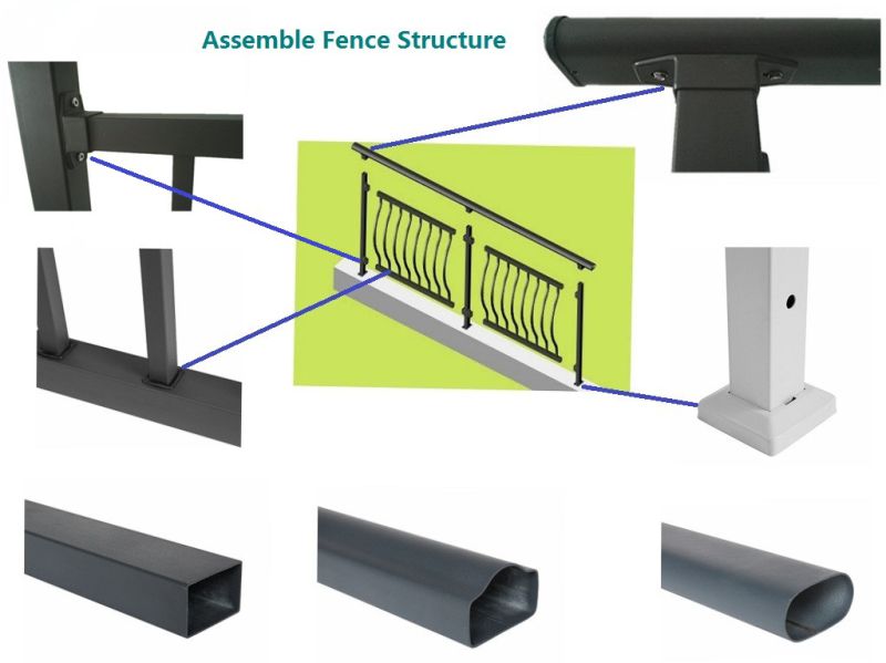 Assembled Iron Metal Aluminium Commercial Factory Guard Tubular Fencing