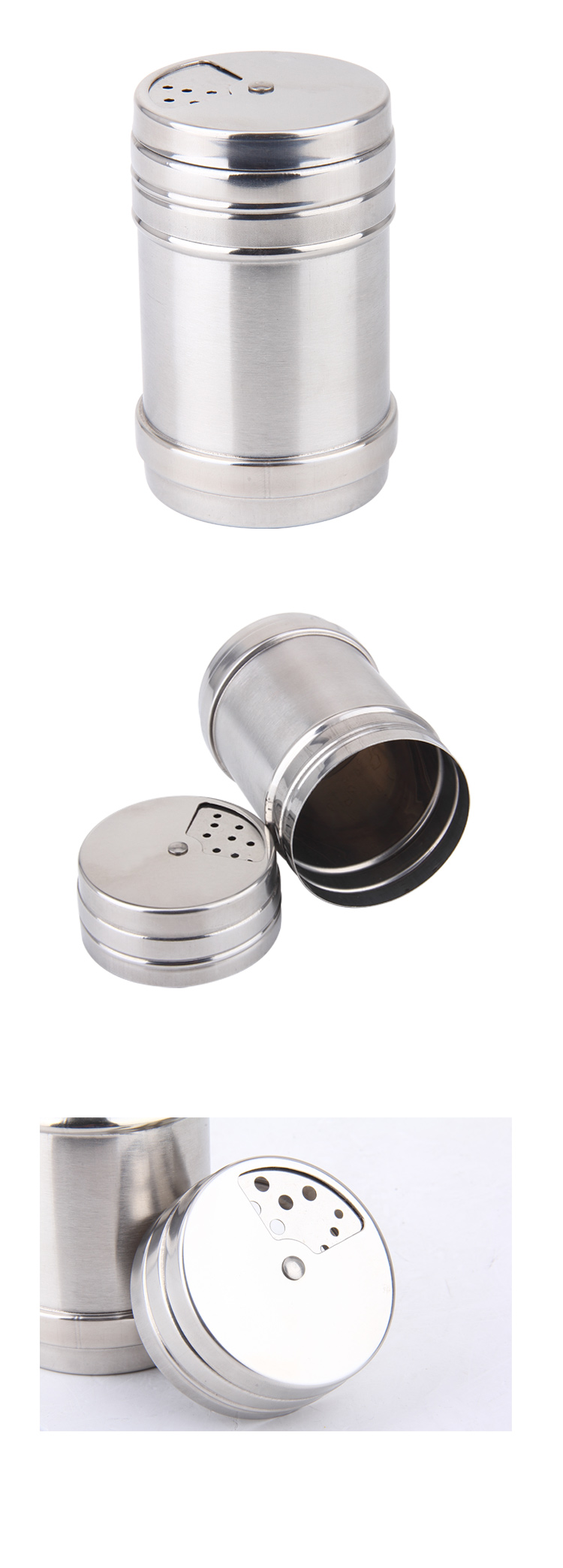 Stainless Steel Metal Spice Shaker Cans with Lid, Spice Tins