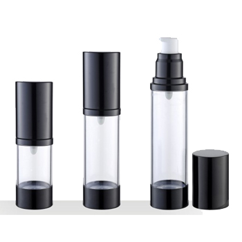 30ml 40ml 50ml Plastic Clear Airless Bottle W/ Black Cap and Base