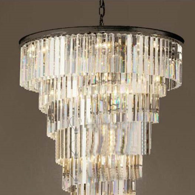 Hotel Lobby Large Cone Shape Luxury Crystal Pendant Lamp