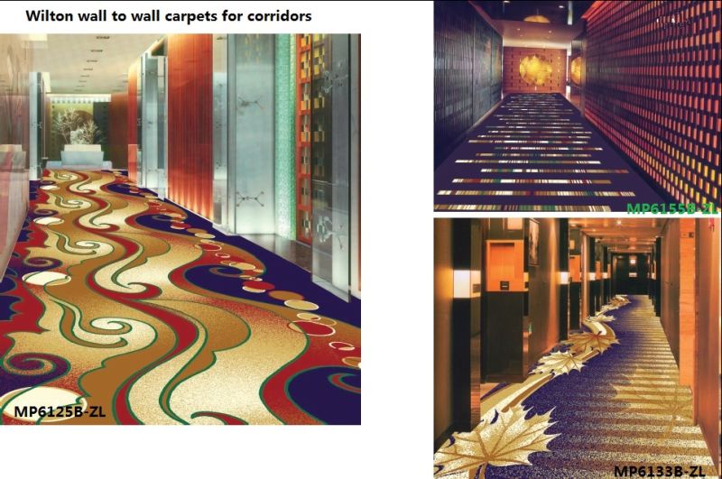 Machine Woven Wilton Wall to Wall Wool Hotel Carpets for Corridors