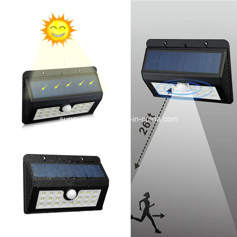 New 20 LED Solar Garden Light with PIR Motion Sensor and Dim Light