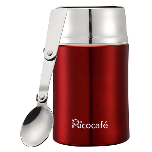 Stainless Steel Vacuum Lunch Box Red with Spoon 450ml