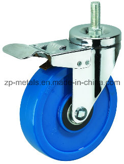 3inch Medium Sized Biaxial Blue Thread PVC Caster Wheels with Brake