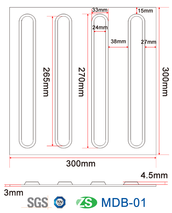 High Quality TPU /PVC Outdoor Paving Tiles Blind Tactile Indicator for Blind People