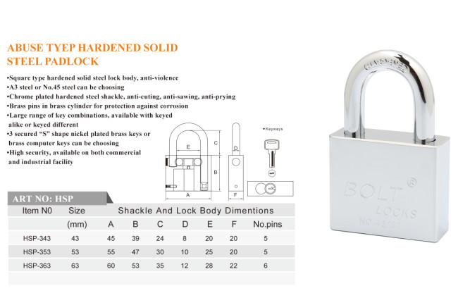 Abus Type Hardend Solid Steel Padlock with Electroplate