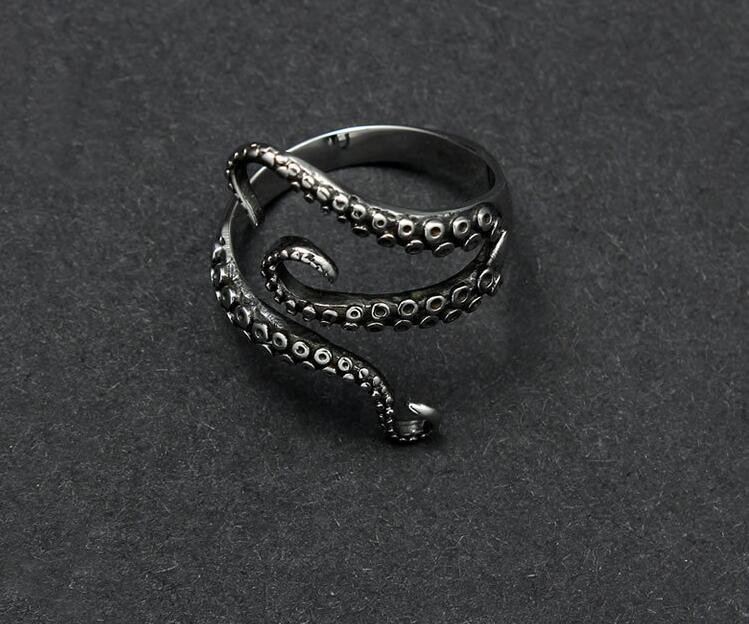 Stainless Steel Ring Octopus Modelling Silver Color Size 18 Half Open