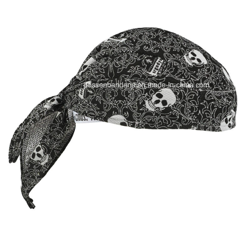 OEM Produce Customized Logo Printed Promotional Black Cotton Biker Skull Hat Caps