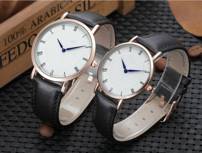 Yxl-568 Fashion Design Thin Black Leather Watch Strap Mens Watches Sex Thin Strap Mens Watch