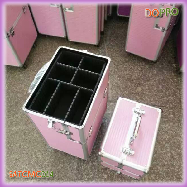 Two in One Pink ABS Professional Make up Artist Trolley Case (SATCMC014)