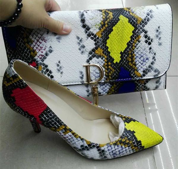 New Collection Snake Pattern High Heel Shoes and Bags (G-7)