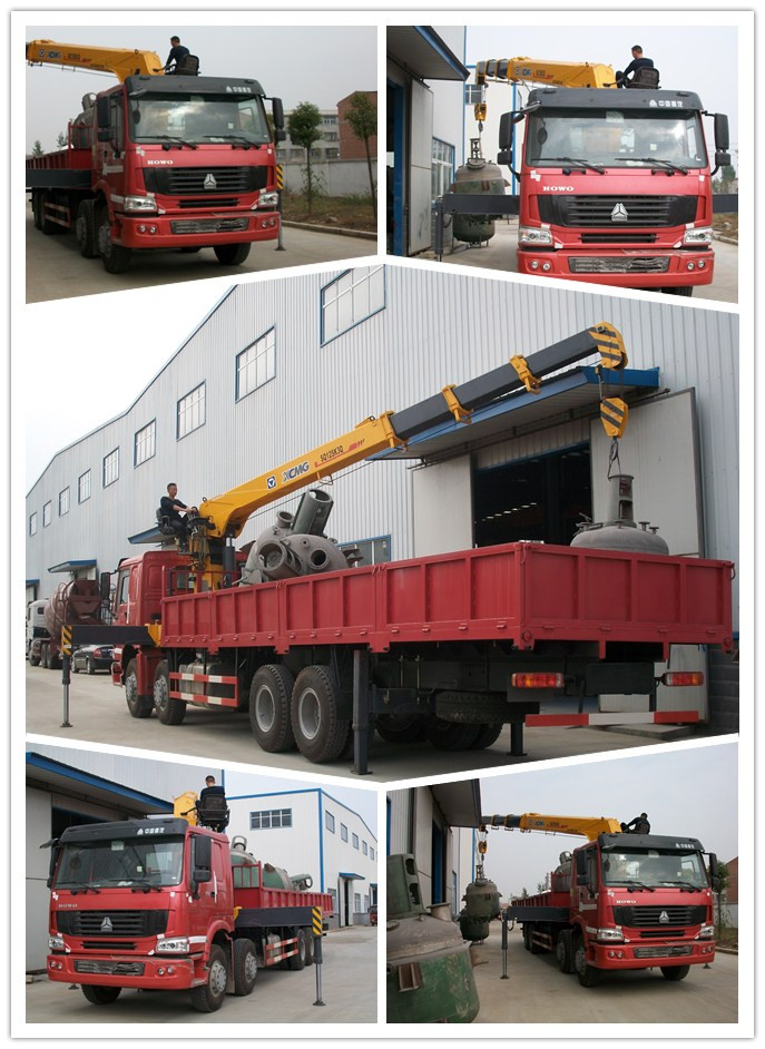 Heavy Duty 12 Wheel Sino Truck with XCMG Crane Mounted Crane Truck