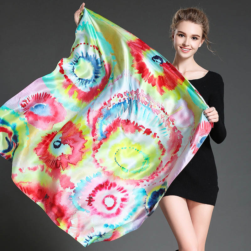 Female Digital Printing Silk Scarf Shawl