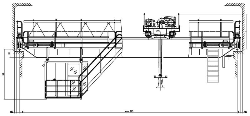 Electromagnetic Bridge Crane with Carrier Beam in Vertical