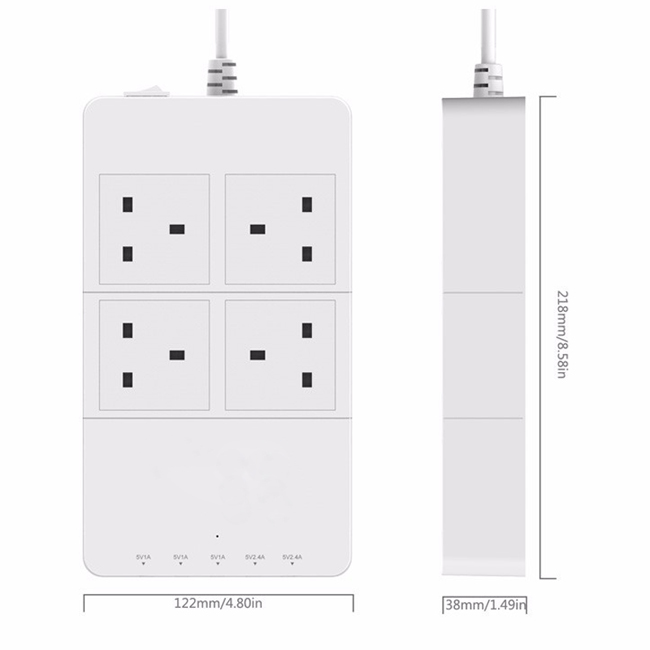 Intelligent Power Stirp EU/Us/UK/Au Plug 4 Outlet with 5 Ports USB Charger