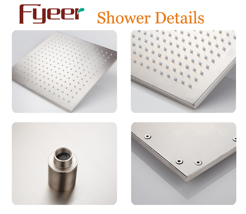 Fyeer Nickle Brushed Lighted Shower Head with Temperature Sensor