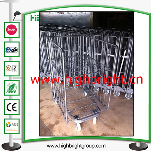 Supermarket Nestable Metal Rool Cage Trolley