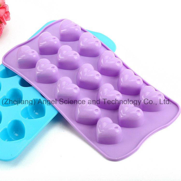 15-Cavity Silicone Chocolate Mold Heart Silicone Ice Mold Sc42