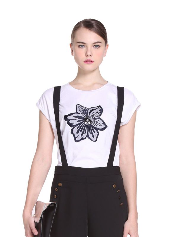 Ladies Summer Loose Style Embroidered T Shirt