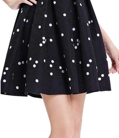 White Polka Dots Black Sexy Fashion Summer Women Lady Dress