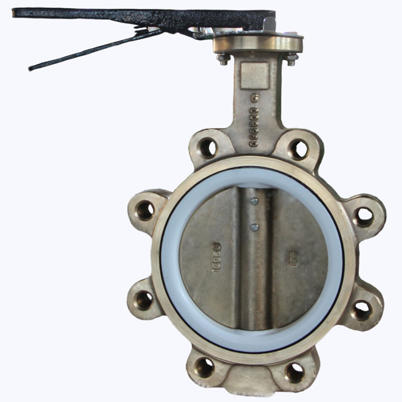 Yellow Coloured Lug Type Handle Butterfly Valve