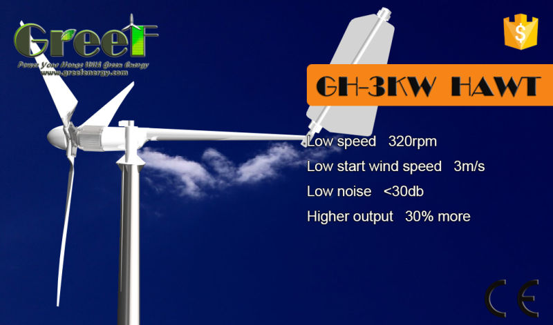 3kw 300rpm Horizontal Axis Wind Turbine with Low Price