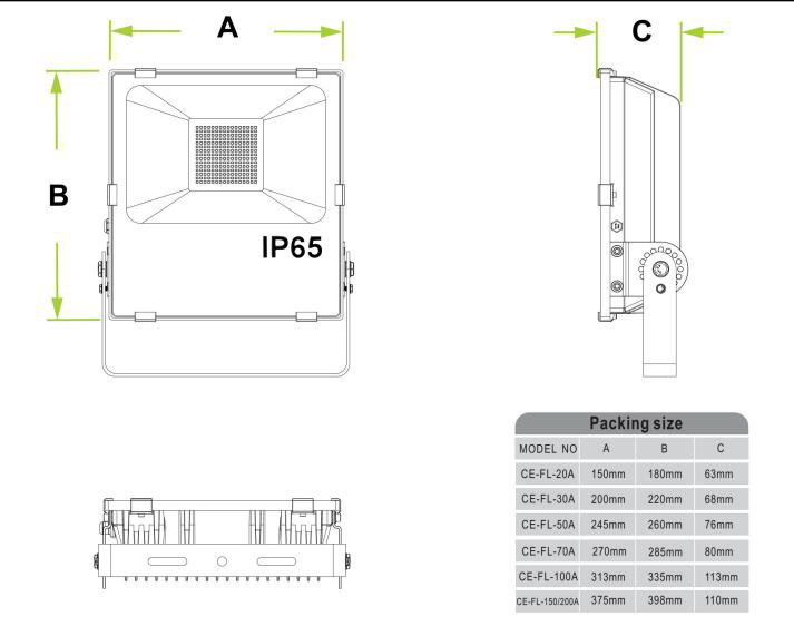 Outdoor Fitting 20W/30W/50W/70W/100W/250W/300W/ LED Floodlight with 3030 Philips LED Chip