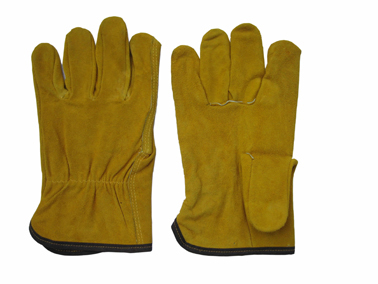 Dark Yellow Cow Split Leather Straight Thumb Driver Glove (9201)